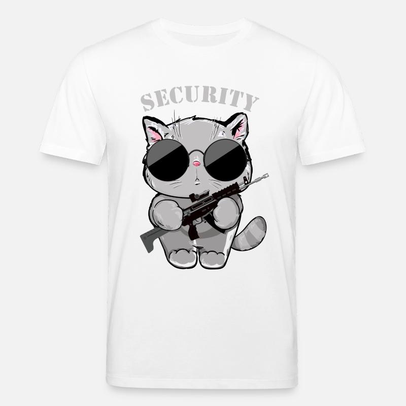 Katzen-Sicherheitsagent mit Waffe - Stanley/Stella Unisex Bio-T-Shirt CREATOR  - Weiß