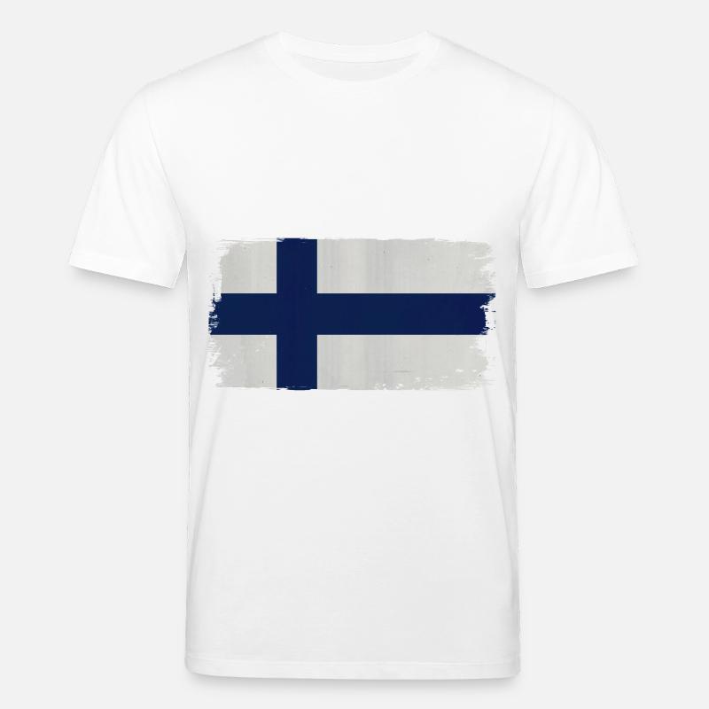 Finnische Flagge Acryl-Optik - Stanley/Stella Unisex Bio-T-Shirt CREATOR  - Weiß