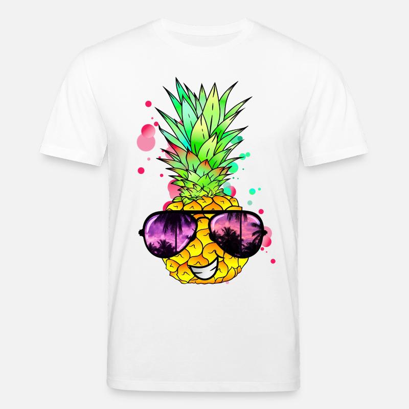 Ananas cool bunt spritzig - Stanley/Stella Unisex Bio-T-Shirt CREATOR  - Weiß