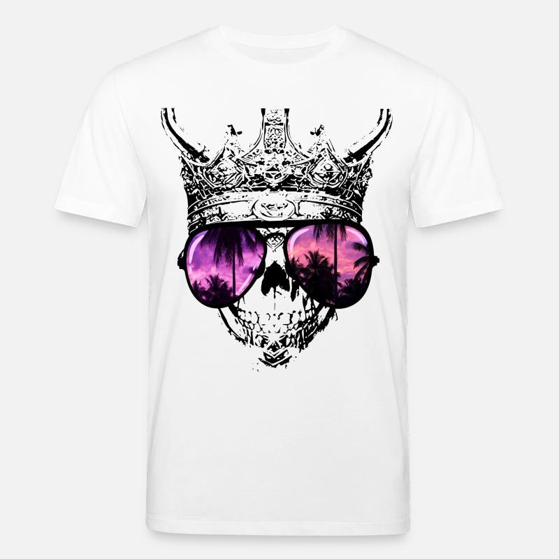 Hipster Skull King - T-shirt bio CREATOR Stanley/Stella Unisexe - blanc