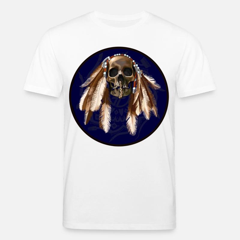 scull with feathers around - Stanley/Stella Unisex Bio-T-Shirt CREATOR  - Weiß