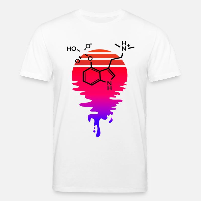 Psilocybin Molecule with Retro Sunset - Stanley/Stella CREATOR Unisex Organic T-Shirt - white