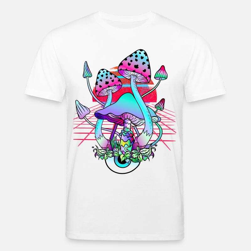 Psychedelische Pilze - Retro Wave Sunset - Stanley/Stella Unisex Bio-T-Shirt CREATOR - Weiß