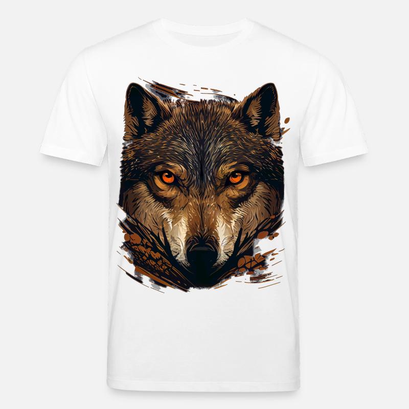 Wolfsblick im Herbstwald - Stanley/Stella Unisex Bio-T-Shirt CREATOR  - Weiß