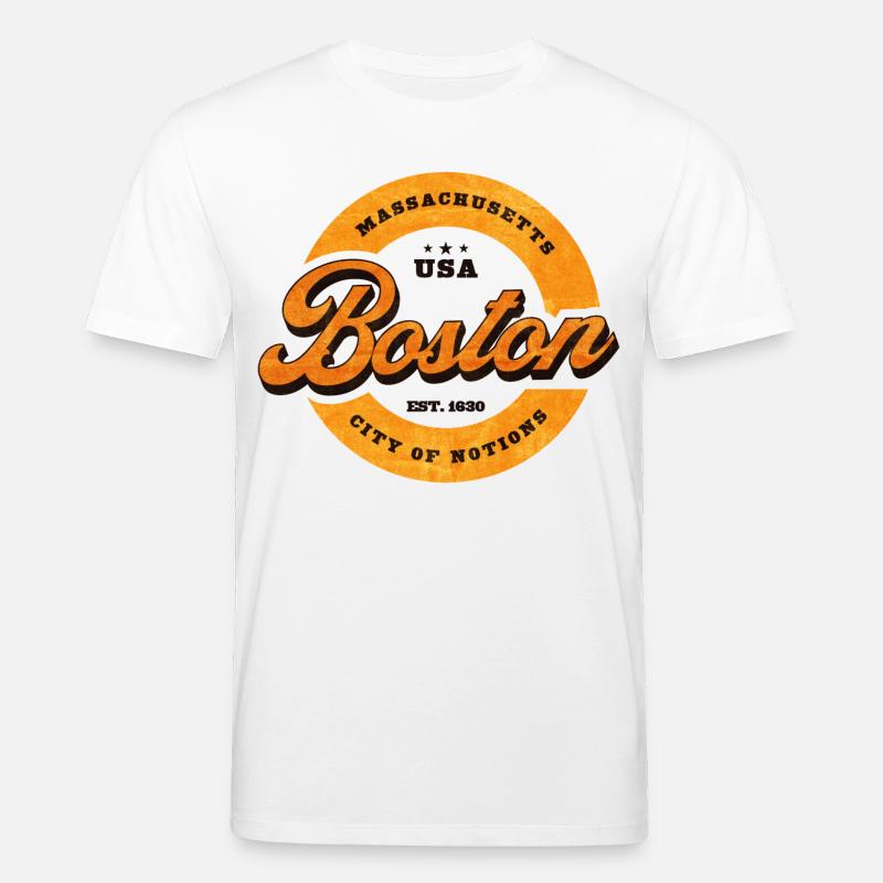 Impression du logo Boston Retro Circle - T-shirt bio CREATOR Stanley/Stella Unisexe - blanc