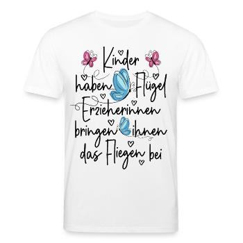 Erzieherin Kita Abschied - Kinder haben Flügel - Stanley/Stella Unisex Bio-T-Shirt CREATOR  - Weiß - Vorne - Alina (178cm) & Michal (187cm)