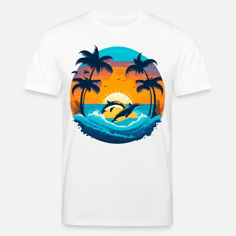 Delphin Sunset - Stanley/Stella Unisex Bio-T-Shirt CREATOR  - Weiß