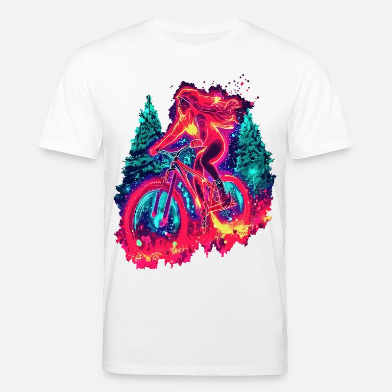 Synthwave Mountainbike Mädchen Waldfahrt - Stanley/Stella Unisex Bio-T-Shirt CREATOR  - Weiß