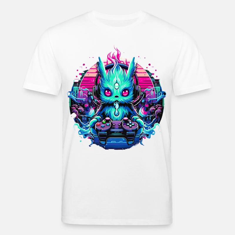 Synthwave Zocker Gaming Alien - Stanley/Stella Unisex Bio-T-Shirt CREATOR - Weiß