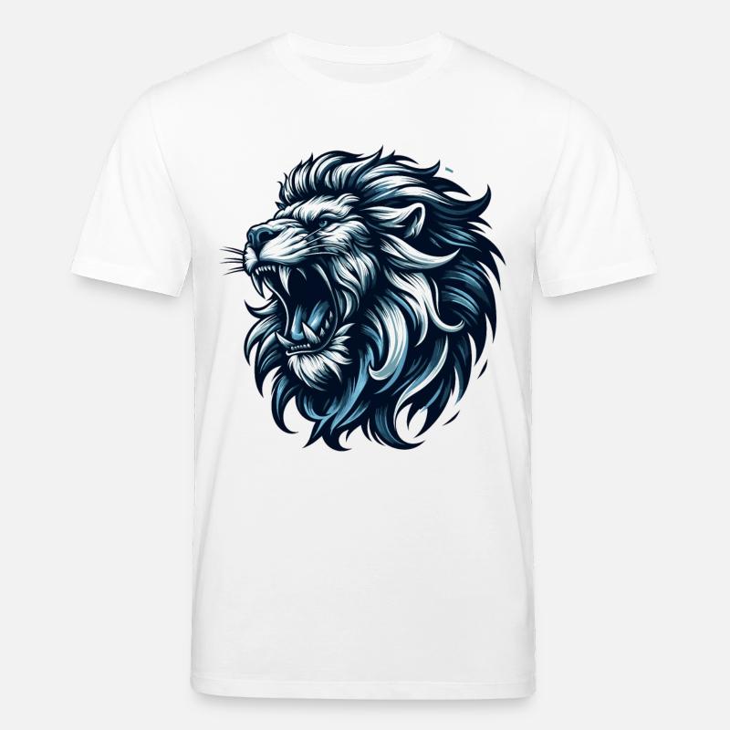 Löwe brüllt blau Geschenk - Stanley/Stella Unisex Bio-T-Shirt CREATOR  - Weiß