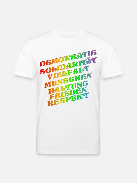 DEMOKRATIE SOLIDARITÄT VIELFALT - Stanley/Stella Unisex Bio-T-Shirt CREATOR  - Weiß