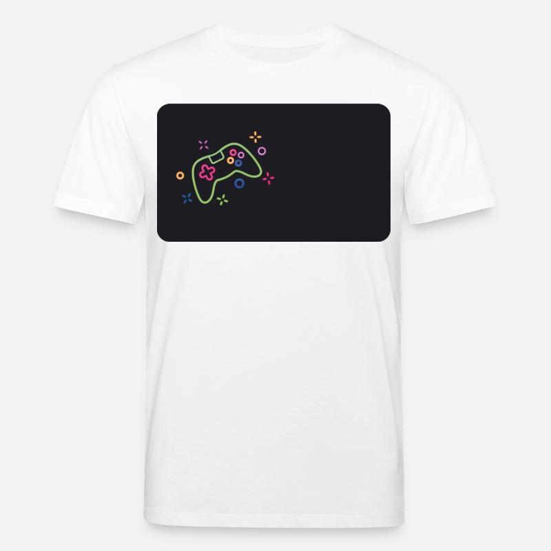 Bunter Spielecontroller auf schwarzem Hintergrund - Stanley/Stella Unisex Bio-T-Shirt CREATOR  - Weiß