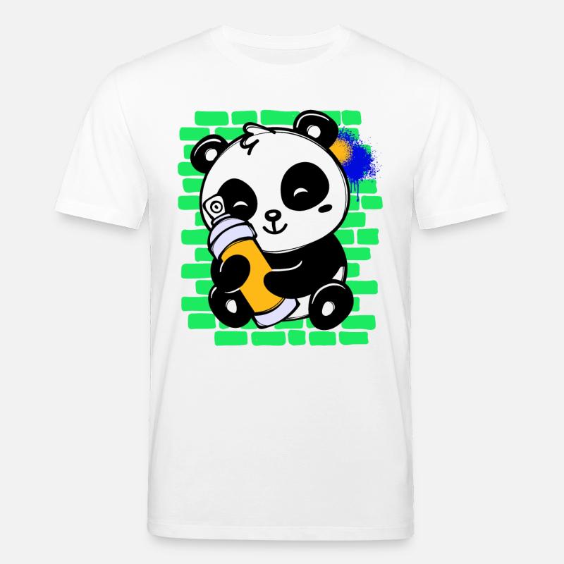Graffiti Panda Zeichnen Illustration Spraydose - Stanley/Stella Unisex Bio-T-Shirt CREATOR  - Weiß