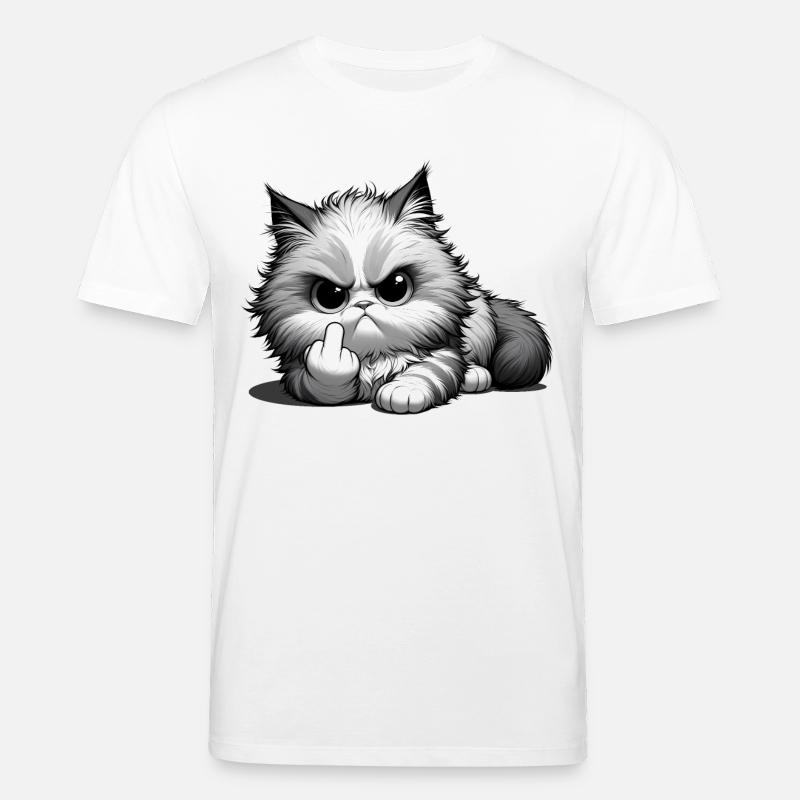 Grumpy Katze mit frechem Mittelfinger - Stanley/Stella Unisex Bio-T-Shirt CREATOR  - Weiß