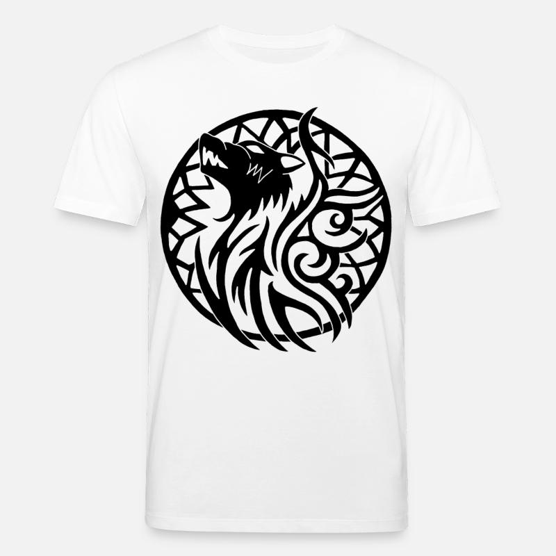 Schwarzer Wolf und Glücksbringer - Stanley/Stella Unisex Bio-T-Shirt CREATOR  - Weiß