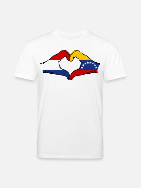 Holland Venezuela Flag Hands Heart Shape - Stanley/Stella CREATOR Unisex Organic T-Shirt - white