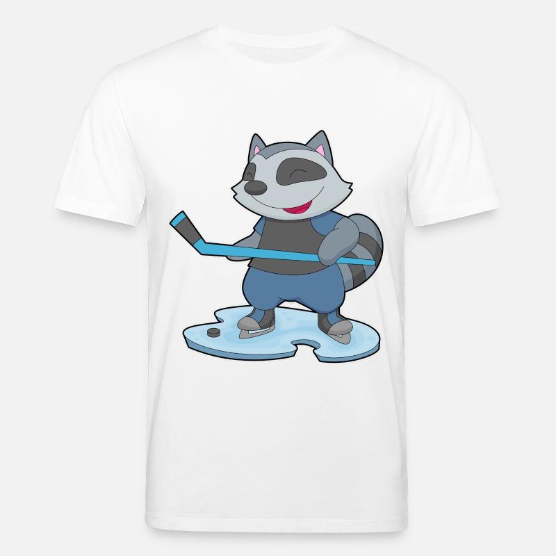 Waschbär Eishockey Eishockeyschläger - Stanley/Stella Unisex Bio-T-Shirt CREATOR  - Weiß