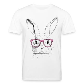 Hasenohren Bunny Brille Kaninchen Hase Geschenk - Stanley/Stella Unisex Bio-T-Shirt CREATOR  - Weiß - Vorne - Alina (178cm) & Michal (187cm)