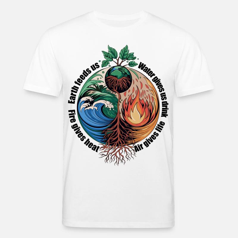 Vier-Elemente-Baum - Erde, Wasser, Feuer, Luft - Stanley/Stella Unisex Bio-T-Shirt CREATOR  - Weiß