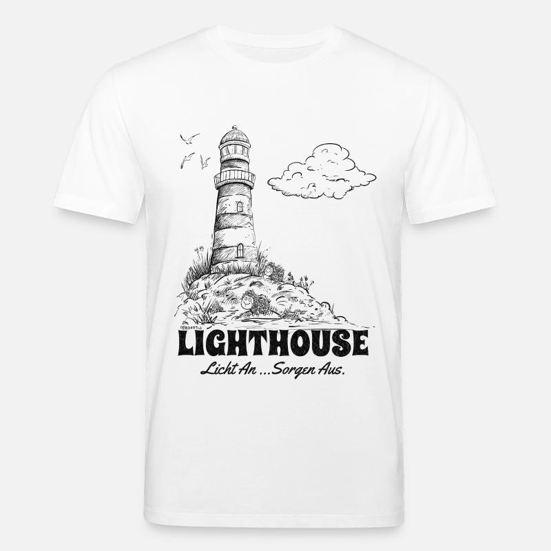 Leuchtturm Sketch Meer Urlaub Spruch - Stanley/Stella Unisex Bio-T-Shirt CREATOR  - Weiß