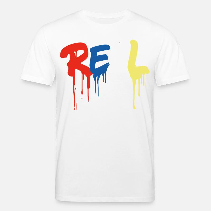 Graffiti-Style "REAL" - bunter tropfender Buchstabe - Stanley/Stella Unisex Bio-T-Shirt CREATOR - Weiß