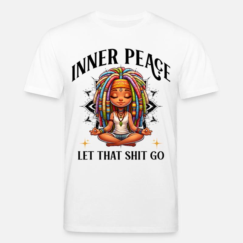 Bunte Meditationsfigur Dreadlocks Yoga  - Stanley/Stella Unisex Bio-T-Shirt CREATOR  - Weiß