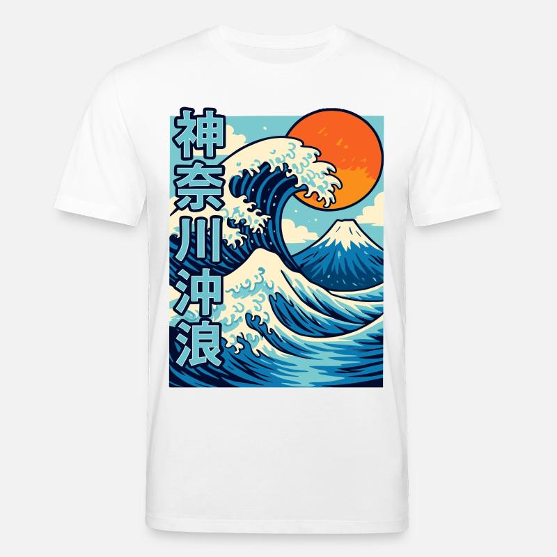 Große Welle Kanagawa Comic Stil - Stanley/Stella Unisex Bio-T-Shirt CREATOR  - Weiß