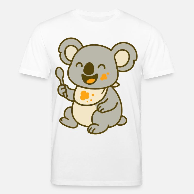 Mignon bébé koala mangeant - T-shirt bio CREATOR Stanley/Stella Unisexe - blanc