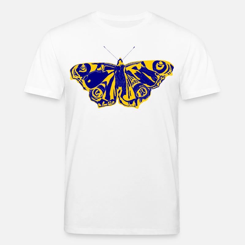 Blaugelber Schmetterling – Symbol der Leichtigkeit - Stanley/Stella Unisex Bio-T-Shirt CREATOR  - Weiß