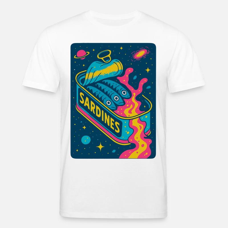Kosmische Sardinen Retro Kunst - Stanley/Stella Unisex Bio-T-Shirt CREATOR - Weiß