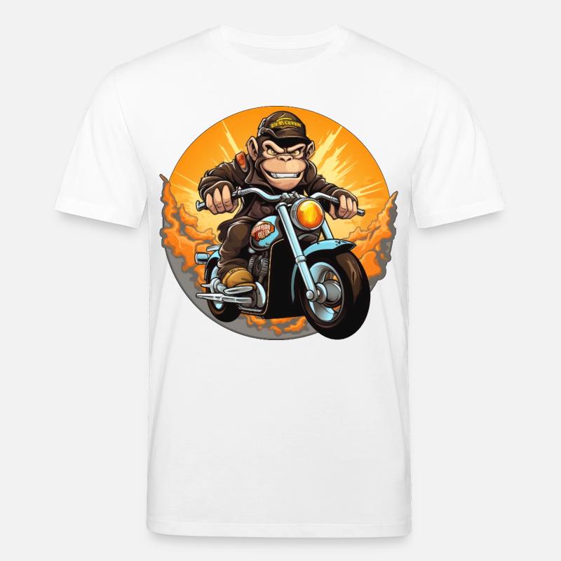 Affe Motorrad / Motorradfahrer Affen - Stanley/Stella Unisex Bio-T-Shirt CREATOR  - Weiß