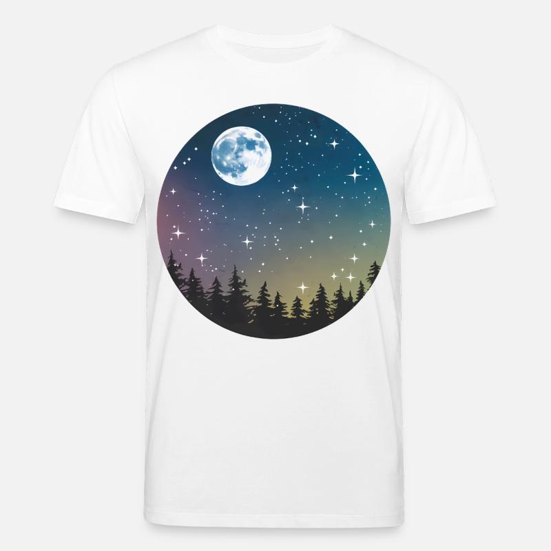 Motif de forêt nocturne céleste - T-shirt bio CREATOR Stanley/Stella Unisexe - blanc