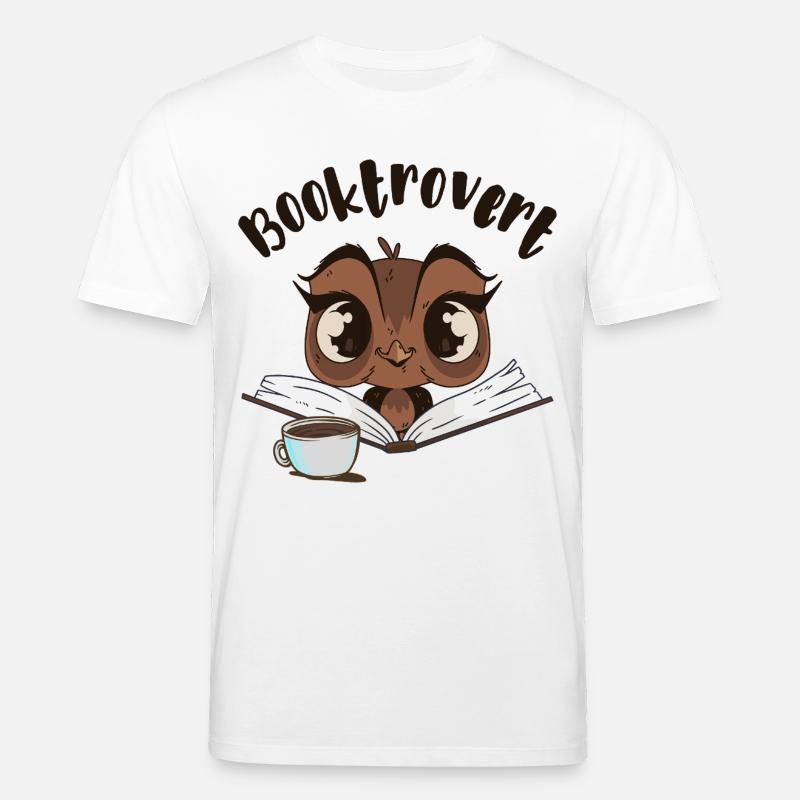 Booktrovert Eule mit Buch und Kaffee - Stanley/Stella Unisex Bio-T-Shirt CREATOR - Weiß