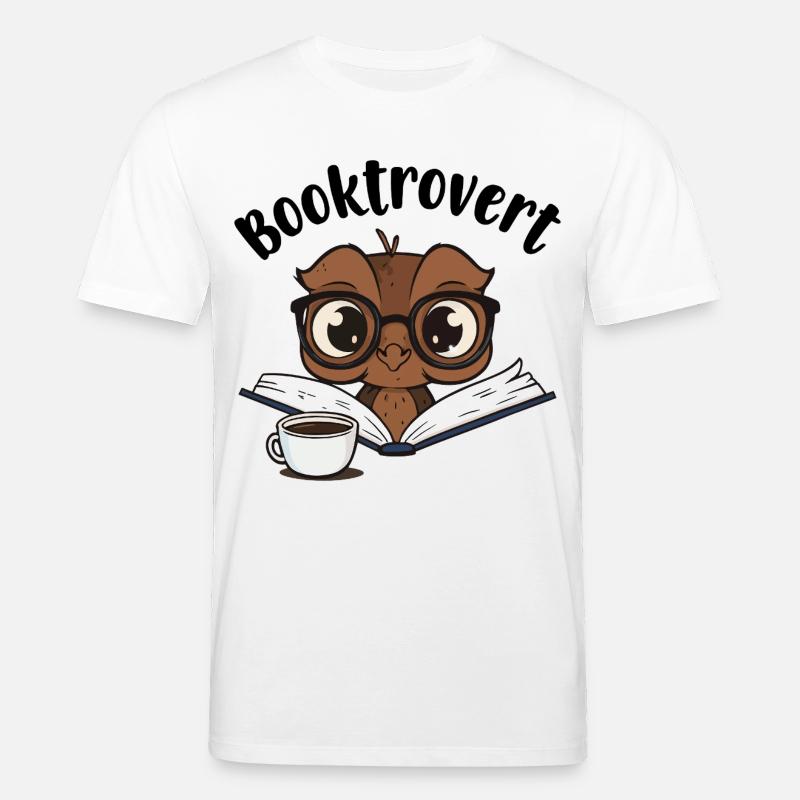 Booktrovert Eule mit Buch und Kaffee - Stanley/Stella Unisex Bio-T-Shirt CREATOR  - Weiß