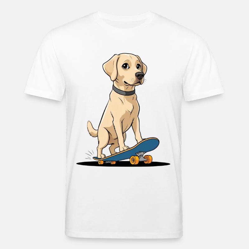 Labrador auf Skateboard Illustration - Stanley/Stella Unisex Bio-T-Shirt CREATOR  - Weiß