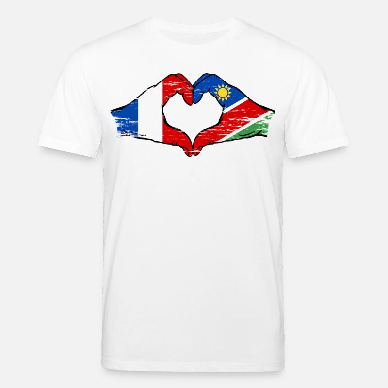 Frankreich Namibia Flagge Herz used - Stanley/Stella Unisex Bio-T-Shirt CREATOR - Weiß