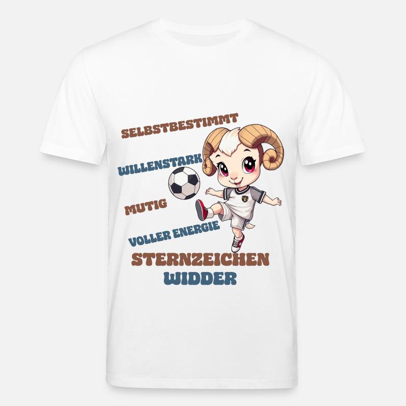 Fußball Sternzeichen Widder Eigenschaften Aries - Stanley/Stella Unisex Bio-T-Shirt CREATOR  - Weiß