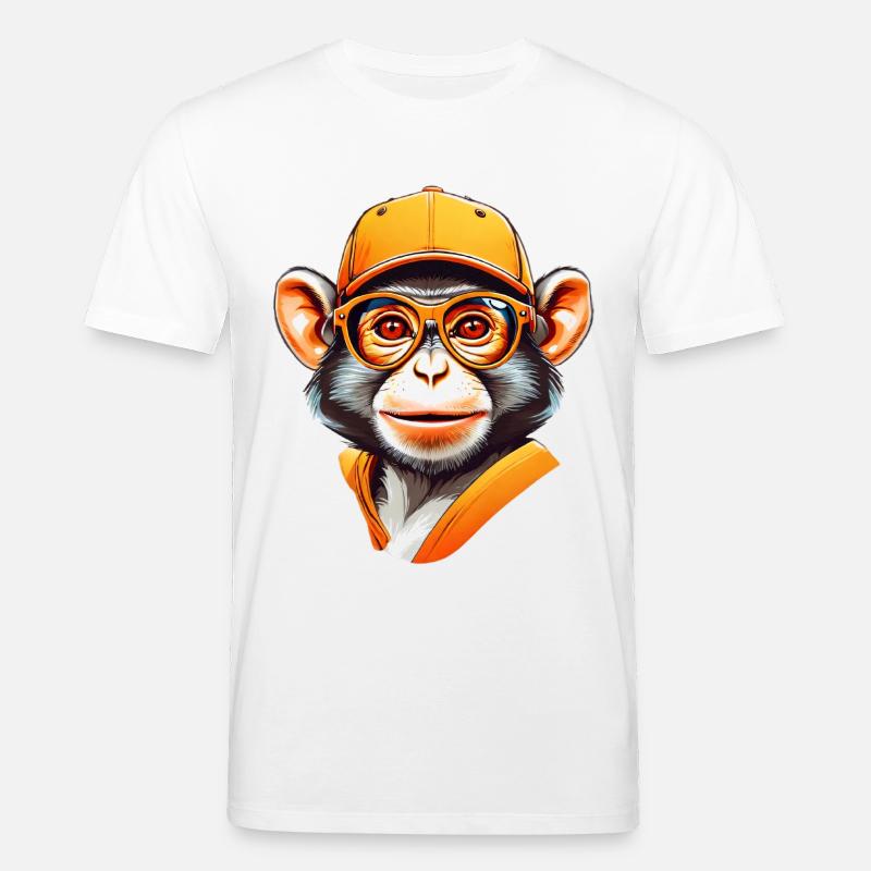 Cool Affe mit Cap und Brille - Stanley/Stella Unisex Bio-T-Shirt CREATOR  - Weiß