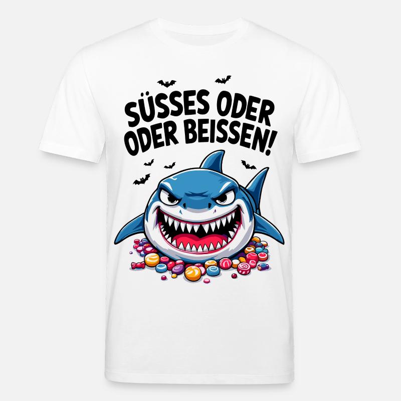 Halloween Süßes oder Saures Hai Süßgkeiten - Stanley/Stella Unisex Bio-T-Shirt CREATOR  - Weiß