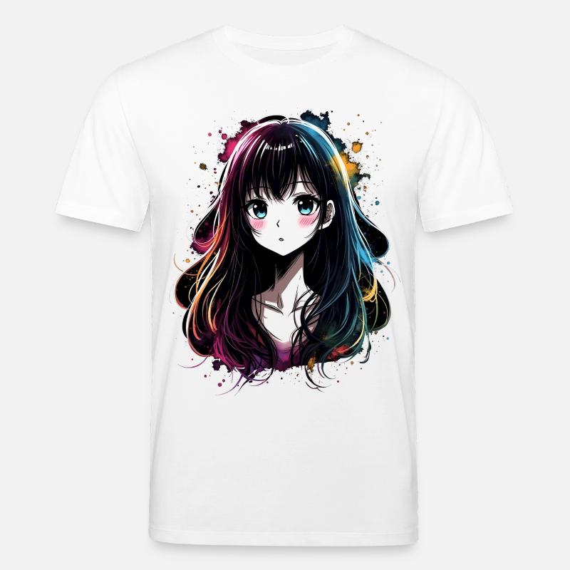 Anime Mädchen mit buntem Farbverlauf - Stanley/Stella Unisex Bio-T-Shirt CREATOR  - Weiß