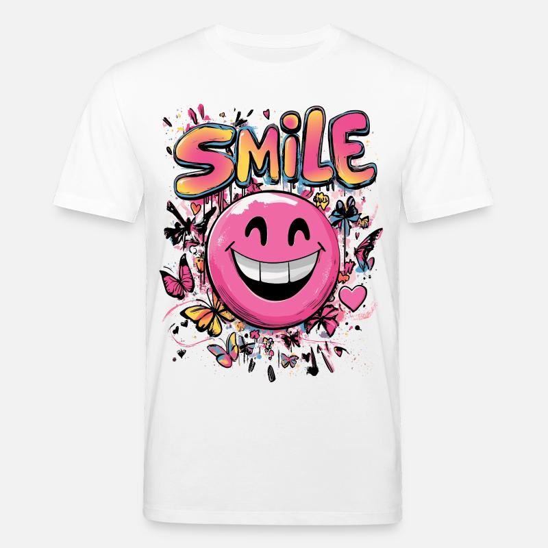 Smile crazy Graffity art style pink - Stanley/Stella Unisex Bio-T-Shirt CREATOR  - Weiß