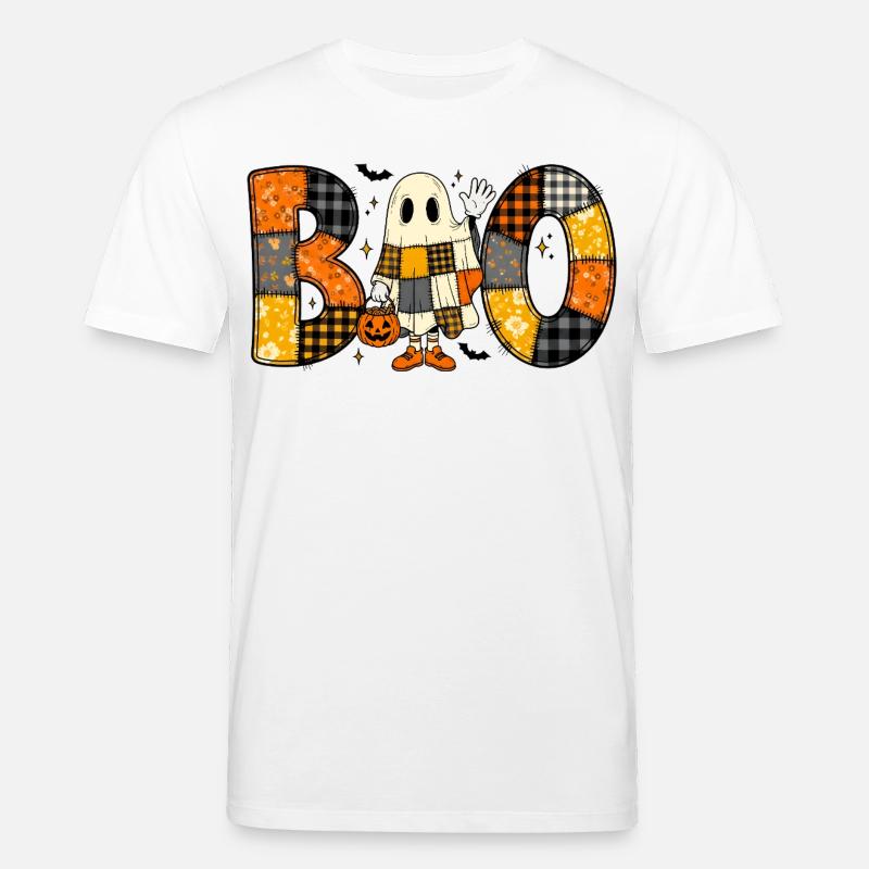 Ghost Halloween Patchwork Boo - Stanley/Stella Unisex Bio-T-Shirt CREATOR  - Weiß