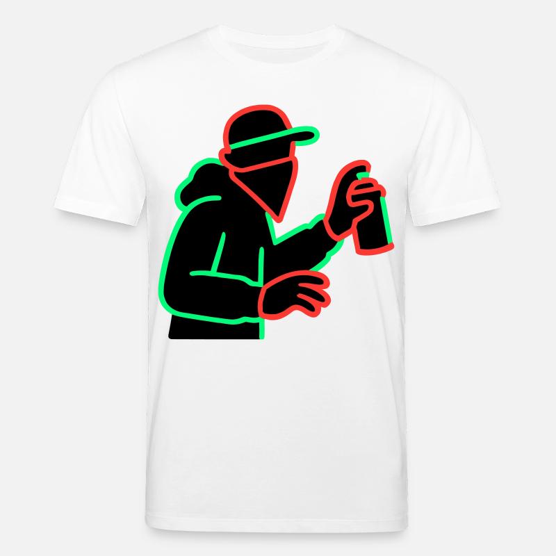 Pulvérisateur de graffitis au néon Silhouette - T-shirt bio CREATOR Stanley/Stella Unisexe - blanc