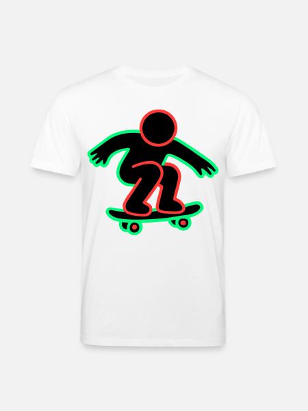 Neon Skateboarder Line Art - Stanley/Stella CREATOR Unisex Organic T-Shirt - white