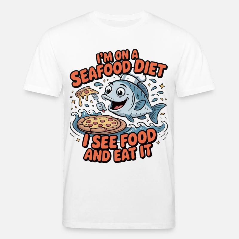 Meeresfrüchte Pizza Witz - Stanley/Stella Unisex Bio-T-Shirt CREATOR  - Weiß