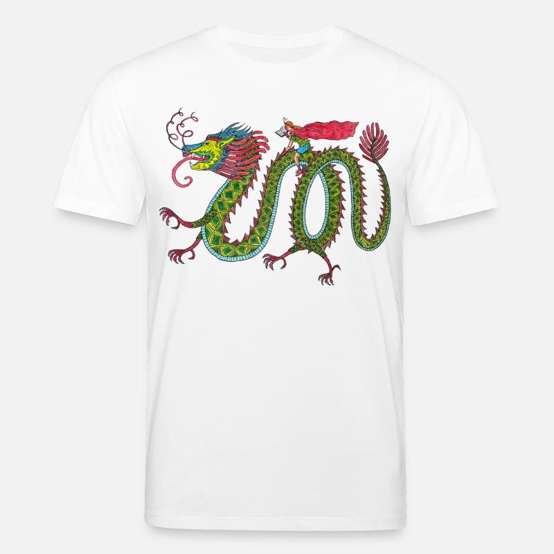 Drache mit lesendem Reiter - Stanley/Stella Unisex Bio-T-Shirt CREATOR  - Weiß