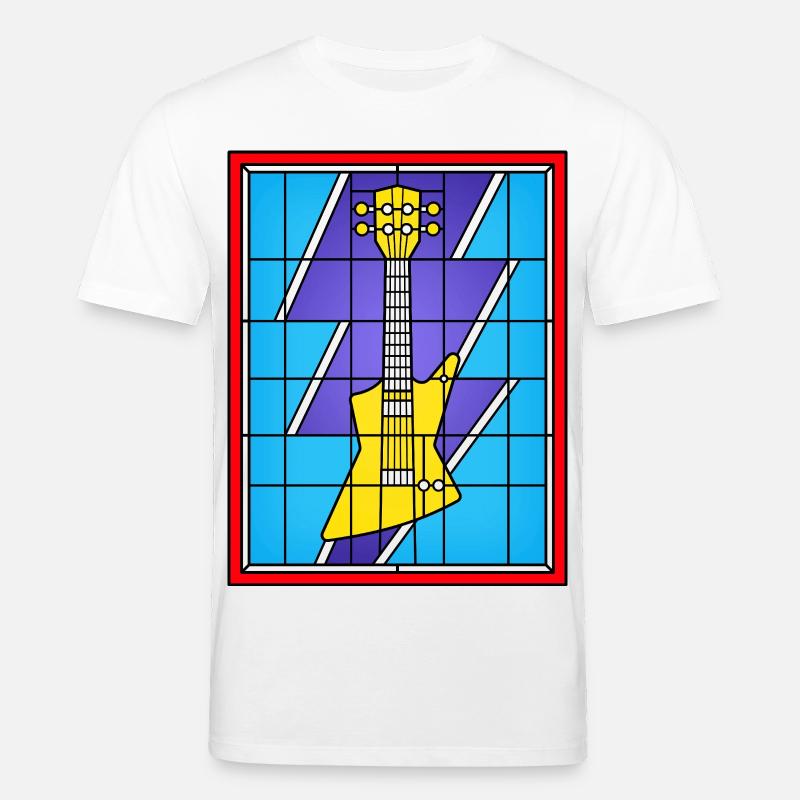 Buntglasgelbe E-Gitarre - Stanley/Stella Unisex Bio-T-Shirt CREATOR  - Weiß