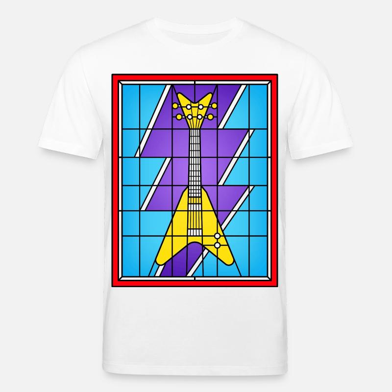 Buntglasgelbe E-Gitarre - Stanley/Stella Unisex Bio-T-Shirt CREATOR  - Weiß