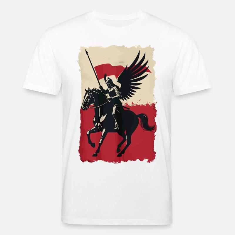 Polnischer Husar mit Flaggendesign - Stanley/Stella Unisex Bio-T-Shirt CREATOR  - Weiß