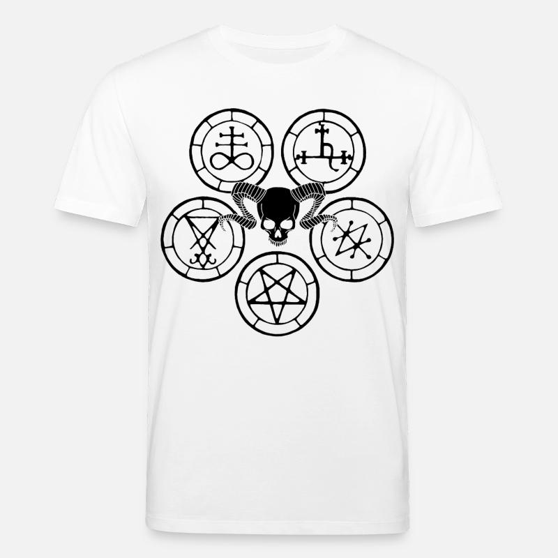 Schwarzer Dämonenschädel und esoterische Symbole - Stanley/Stella Unisex Bio-T-Shirt CREATOR  - Weiß